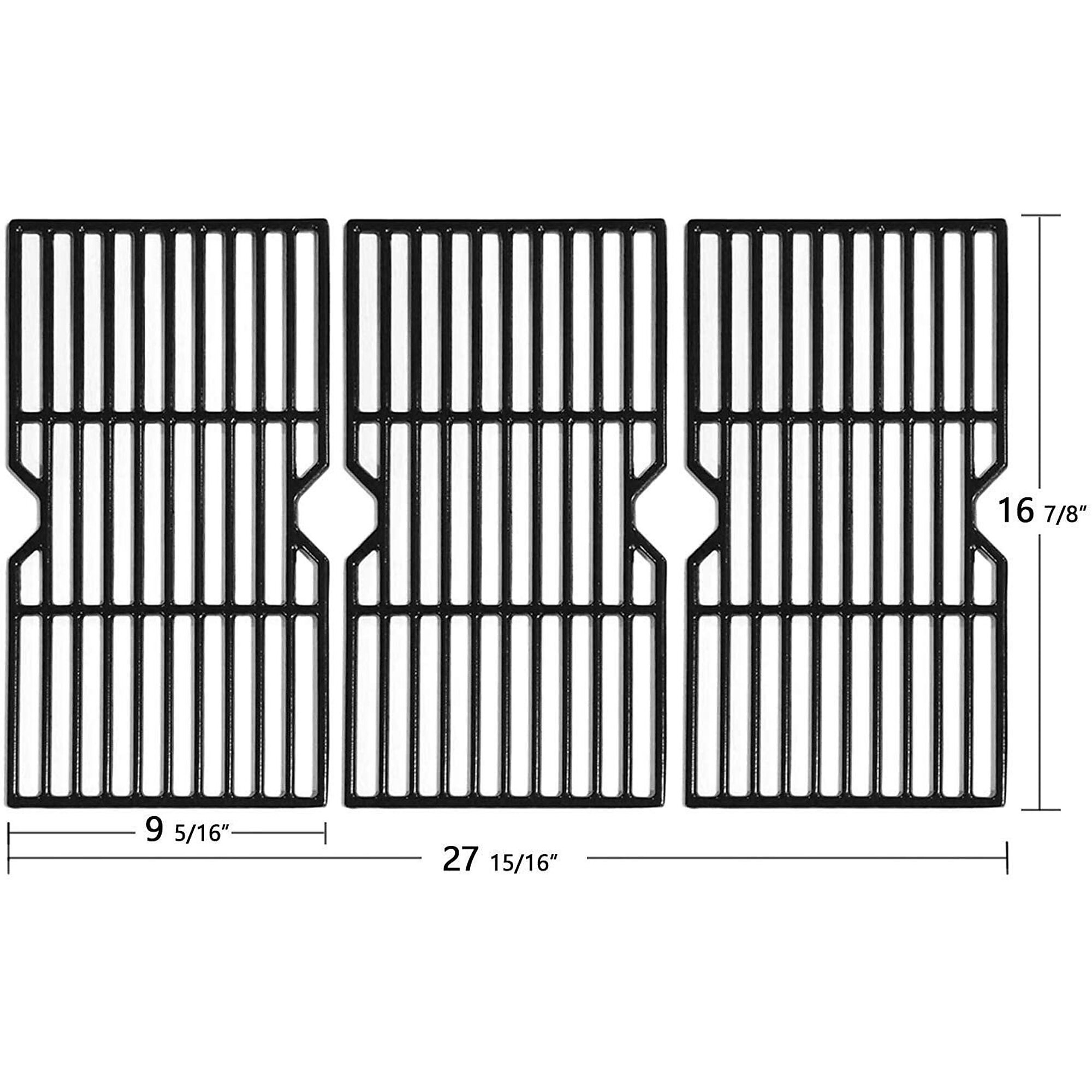 Avenger Polished Porcelain Coated Cast Iron Grill Grates — 16 7/8in. x 9 5/16in. Each, Set of 3, Compatible with Charbroil and Kenmore Grills, Model# 68763